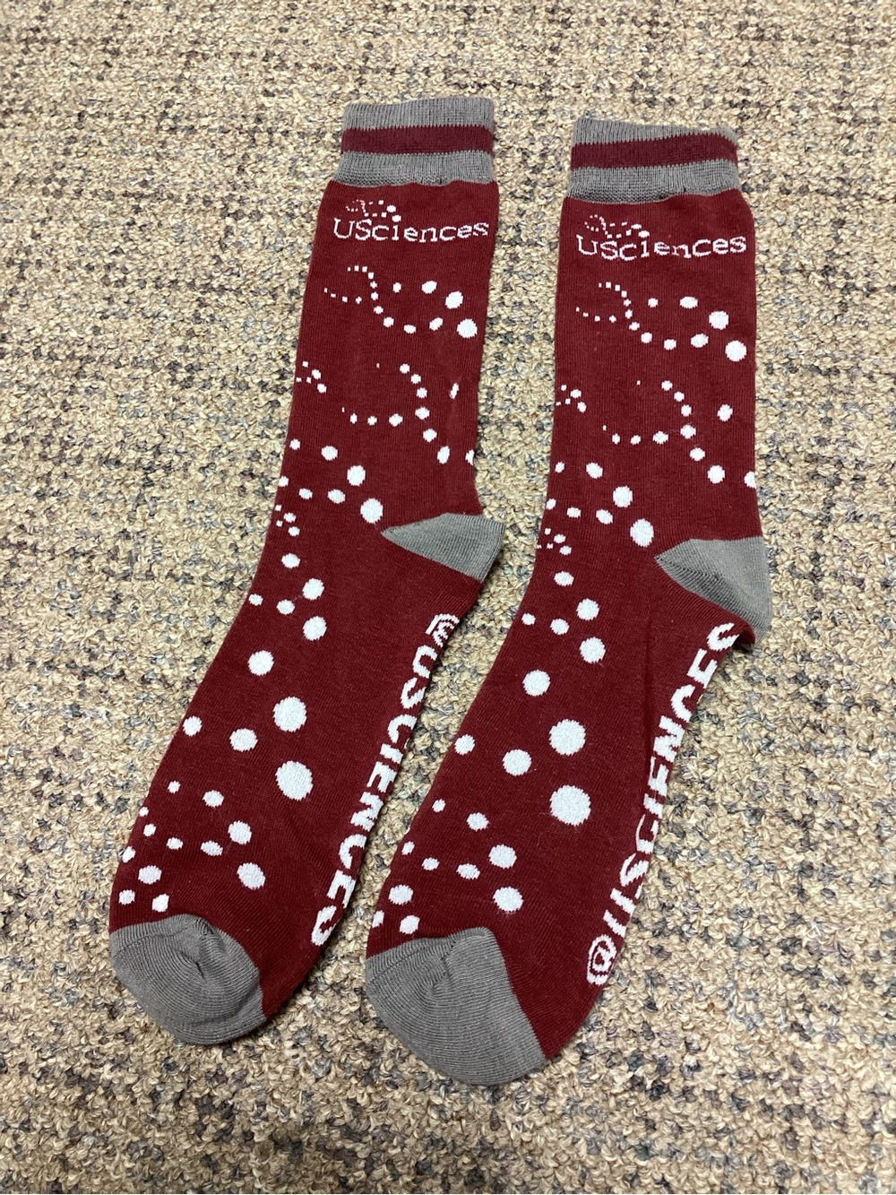 USciences Maroon & Gray Logo Crew Socks * NEW * OSFM Adult
